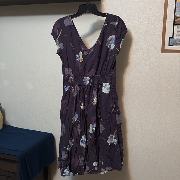 EShakti Women’s Dress Sz 10, Smocked Waist Blue & Purple Flower print, pockets - Picture 7 of 10
